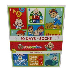 Cocomelon 10 Days of Socks Toddler 3T-5T Safety Toes Quarter Socks Advent NEW